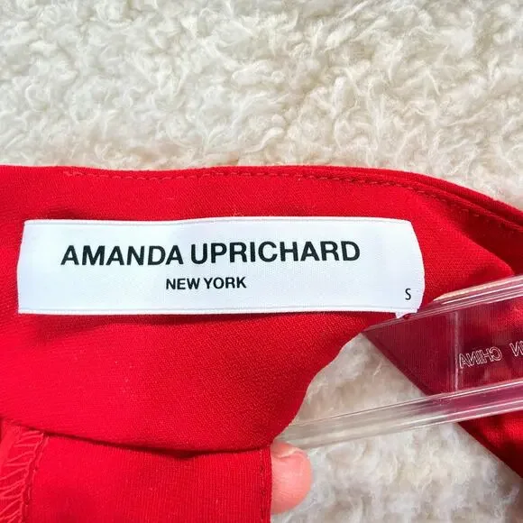 Amanda Uprichard Haven Dress Cold Shoulder Short Lined Scarlet Red Size S Zipper - Picture 6 of 10